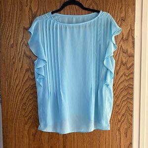 Light Blue Ruffle Sleeve Women's Top